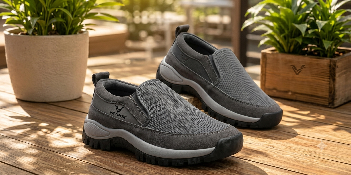 RED BERRY Men’s Grey Slip-On Shoes | Trendy Casual Walking Sneakers for Daily Wear